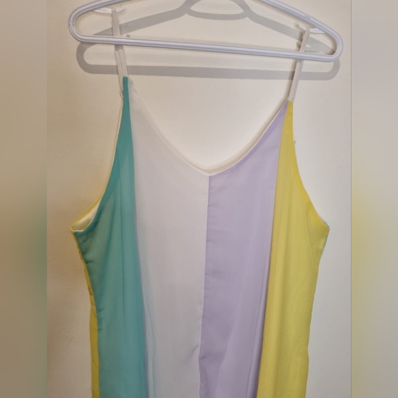 Pastel rainbow spaghetti strap dress size L - Picture 2 of 4
